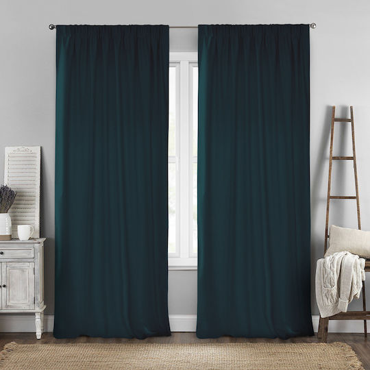 Lino Home Curtain with Pencil Pleat Renas 17078 Peacock 300x280cm