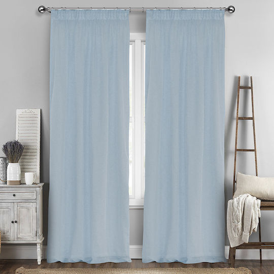 Lino Home Перде с Плик с Писалка Line 601 Светлосин 145x295см
