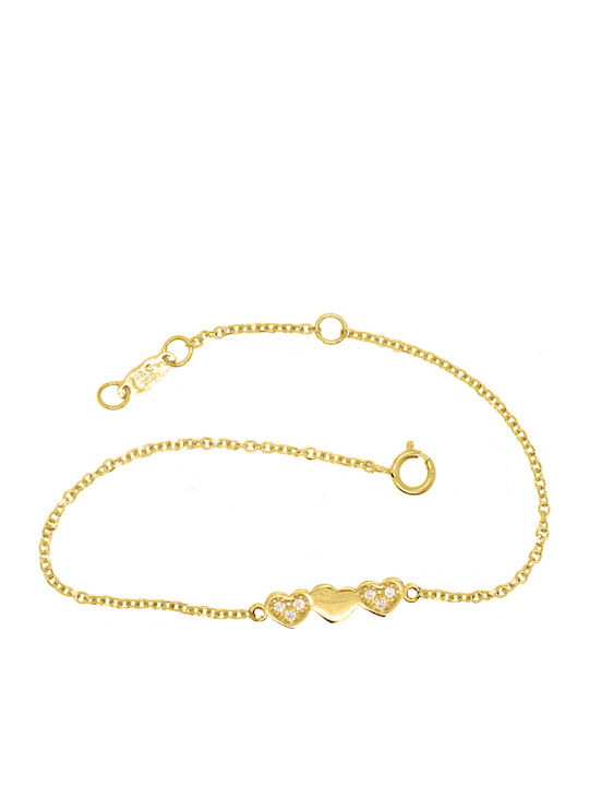 14K Gold bracelet hearts