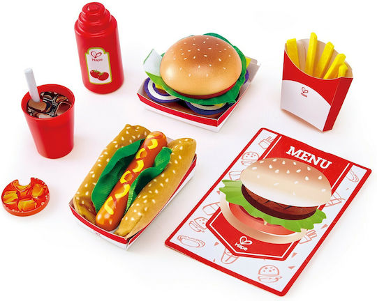 Hape Παιχνίδια Fast Food από Ξύλο για 3+ Ετών 10 εκ. 8τμχ
