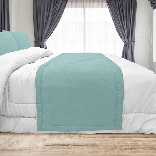 Lino Home Renas Bed Runner Hotel Queen Size L240xW240cm. Light Blue