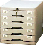 Groovy Plastic Desktop Drawer 5 Number of Spit With Lock 28.5x36.5x28cm Gray