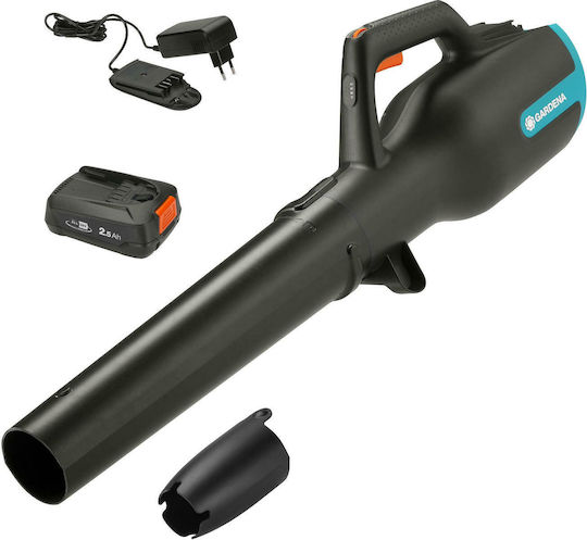 Gardena Powerjet 18V P4A Handheld Leaf Blower with 1 Battery 2.5Ah and Volume Control with Maximum Air Speed 100km/h