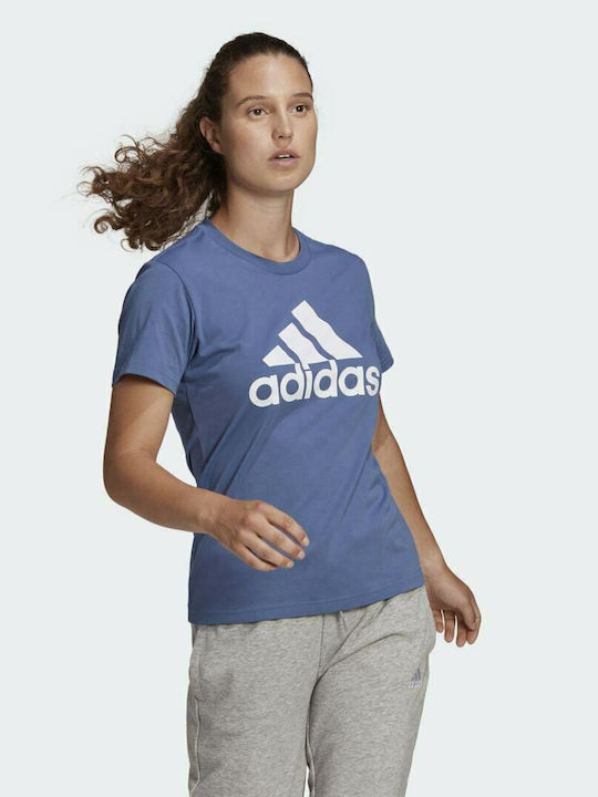 Adidas Loungewear Essentials Logo Women's Athletic T-shirt Crew Blue