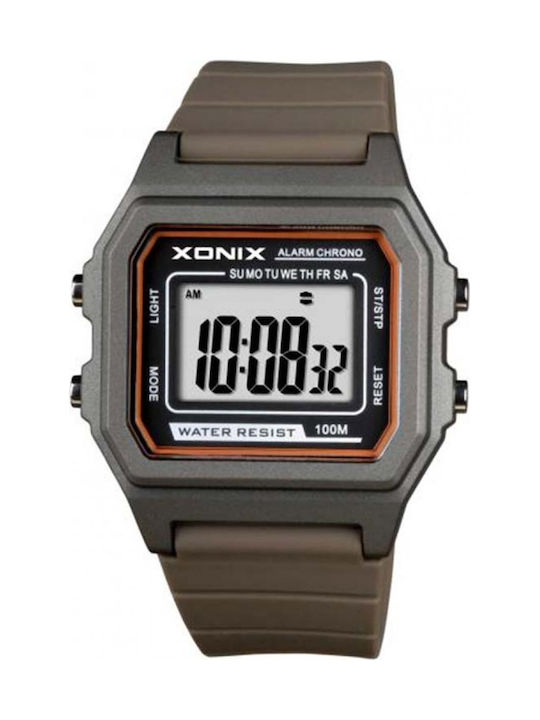 Xonix Ψηφιακό Ρολόι με Καουτσούκ Λουράκι σε Γκρι χρώμα