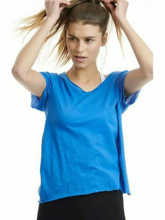BodyTalk 1211-901628 Damen Sportlich T-shirt mit V-Ausschnitt Pond Blue