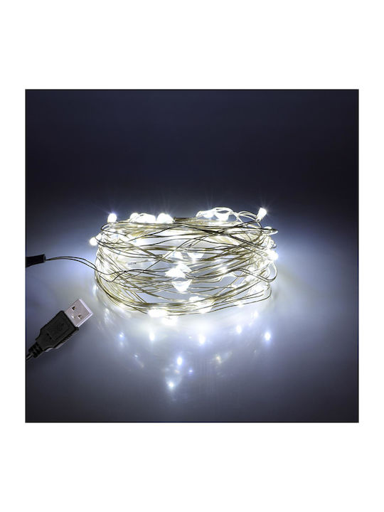 50 Lights LED 5m. Cold White USB in String 1pcs