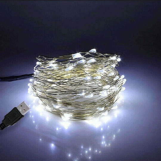 100 Lights LED 10m. Cold White USB in String 1pcs