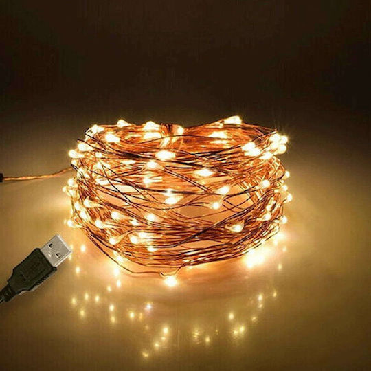 100 Lichter LED 10m. Warmes Weiß USB in Zeichenfolge 1Stück 100 Lichter LED 10m. Warmes Weiß USB in Zeichenfolge 1Stück