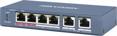 Hikvision DS-3E0106P-E/M Unverwaltet L2 PoE+ Switch mit 4 Ports Ethernet und 4 SFP Ports