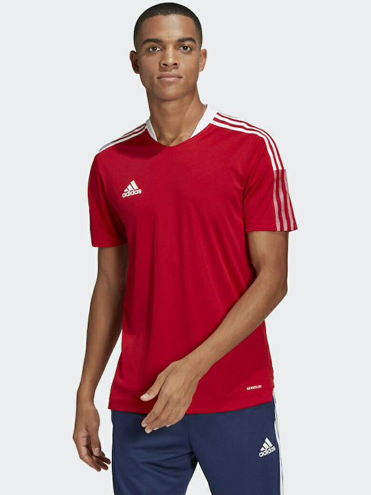 Adidas Tiro 21 Jersey Αθλητικό Ανδρικό T-shirt Κόκκινο με Λογότυπο