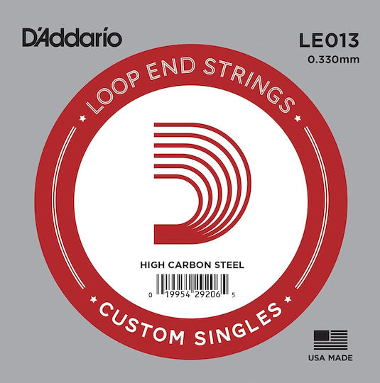 Daddario Single Steel String for Bouzouki Loop End Singles Plain Steel A (La) 13"