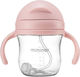 Mininor Toddler Plastic Cup with Handles and Straw 220ml for 6m+ Pink