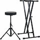 vidaXL Set Keyboard Stand with Double Leg and Stool Stand Floor for Keyboards