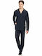 Vamp Men's Winter Cotton Pajamas Set Blue