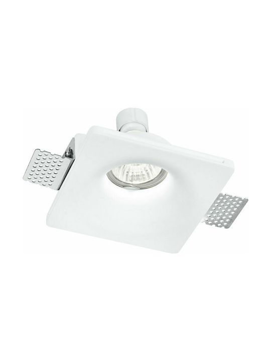 Fan Europe Senso1 Square Plaster Recessed Ceiling Spot with GU10 Bulb Base White 12x12cm