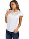 Guess Women's Monochrome Short Sleeve Shirt White