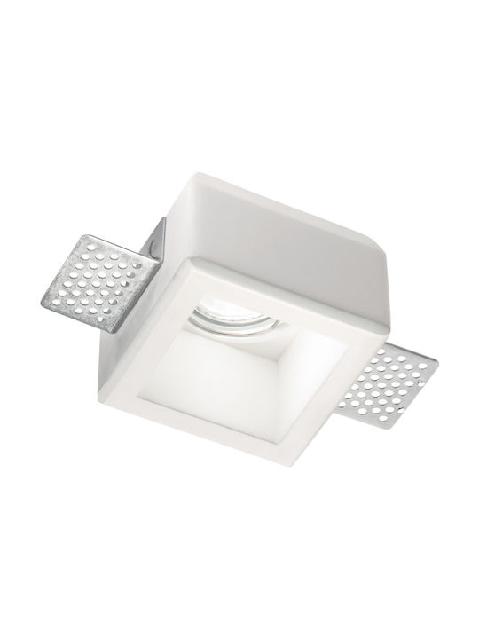 Ideal Lux Samba Square Square Plaster Recessed Spot with Socket GU10 White 7.9x7.9cm.