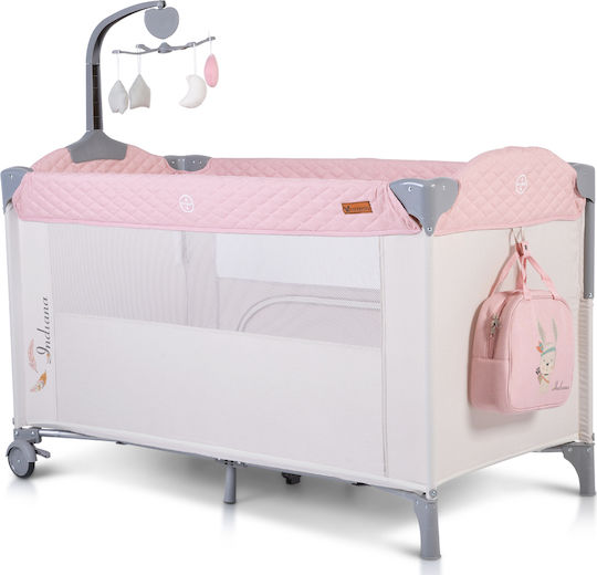 Cangaroo Indiana Loc de joacă 2 Nivele cu Saltea Roz 125x65cm