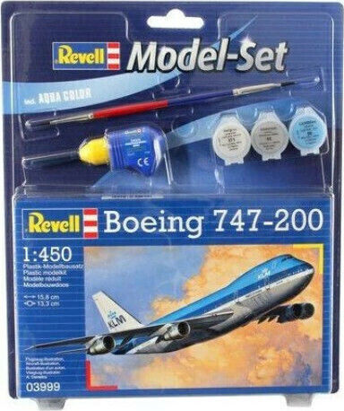 Revell Boeing 747-200 Modeling Figure Airplane 22 Pieces with Glue and Paints 27x23x3.5cm.