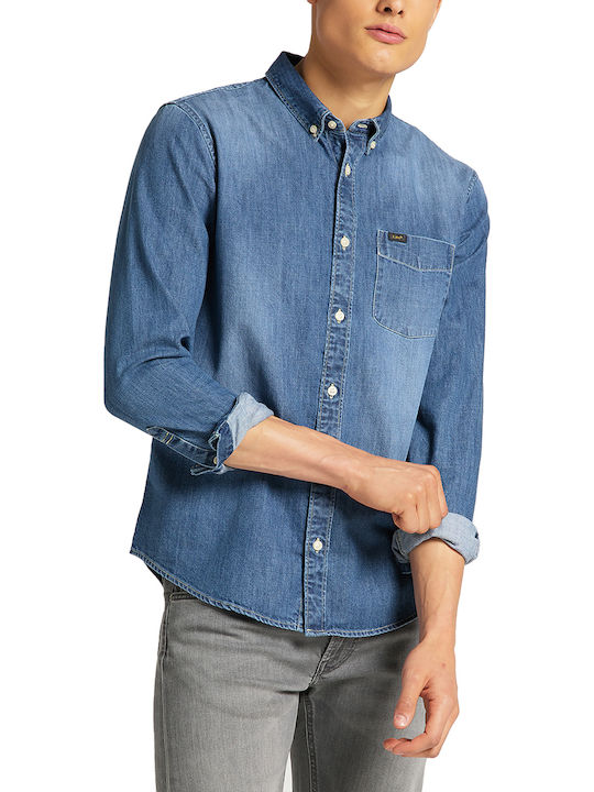 Cu mânecă lungă Denim Cămașă Albastru