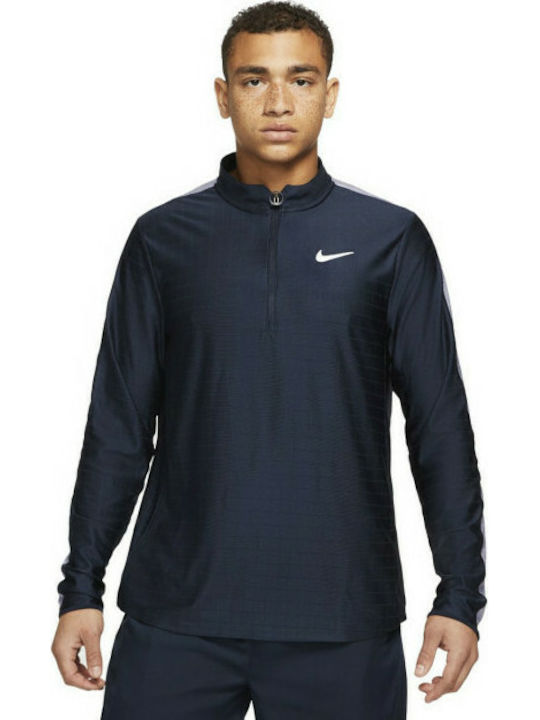 Nike Court Advantage Ανδρική Μπλούζα Dri-Fit με Φερμουάρ Μακρυμάνικη Navy Μπλε