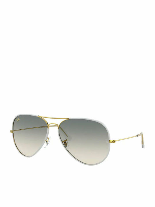 Ray Ban Aviator Unisex Γυαλιά Ηλίου με Λευκό Μεταλλικό Σκελετό και