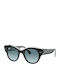 Ray Ban Roundabout Unisex Sunglasses with Black Plastic Frame and Blue Gradient Lens