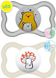 Mam Orthodontic Pacifiers Silicone Night Mushroom-Bear - Cream/Grey for 16+ months 2pcs