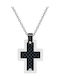 Rosso Amante Black Men's Cross from Steel with Chain