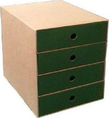 Metron Paper Desktop Drawer 4 Number of Spit 27x35x31.5cm Green