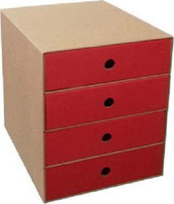 Metron Paper Desktop Drawer 4 Number of Spit 27x35x31.5cm Red