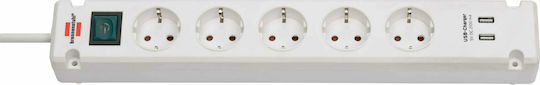 Brennenstuhl Πολύπριζο 5 Θέσεων με 2 USB-A, Διακόπτη και Καλώδιο 3m