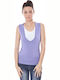 Datch Summer Women's Cotton Blouse Sleeveless with V Neck Lilacc