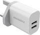Rockrose Φορτιστής Χωρίς Καλώδιο με 2 Θύρες USB-A 12W Quick Charge 3.0 Λευκός (Casa A2 UK)