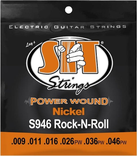 Sit Power Wound Nickel Set of Electric Guitar Strings Nickel Plated Steel 9 - 46 Rock N Roll