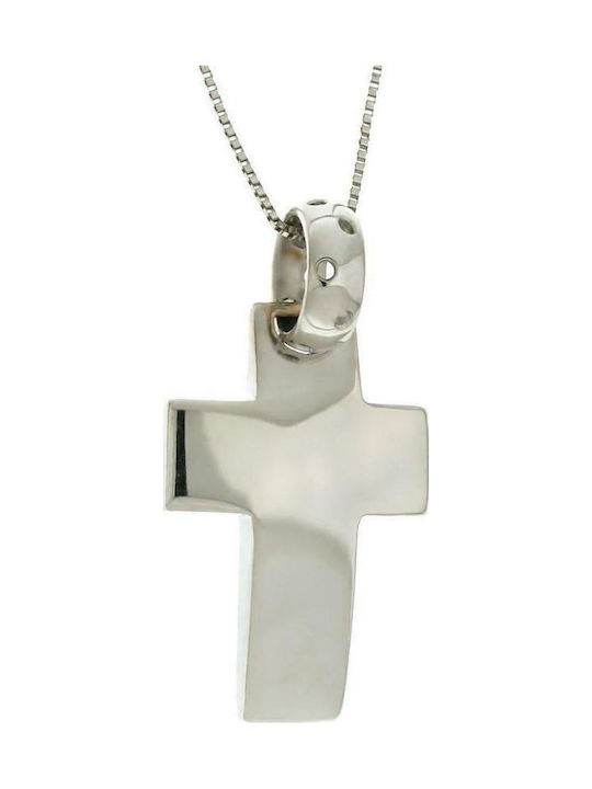 Q-Jewellery Men's White Gold Cross 18K