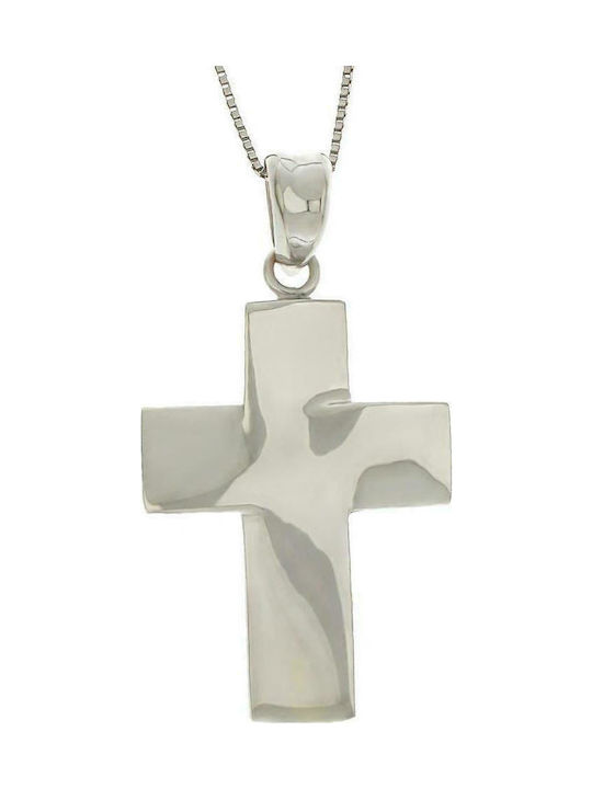 Q-Jewellery Herren Weißgold Kreuz 14K