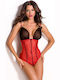 Divina Shapewear Body Frauen Bodysuit mit Spitze Rot