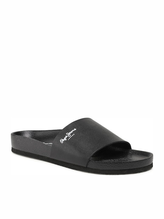 Pepe Jeans Bio Light Vamp Slides σε Μαύρο Χρώμα