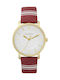 Nautica Women's Watch with Burgundy Leather Strap