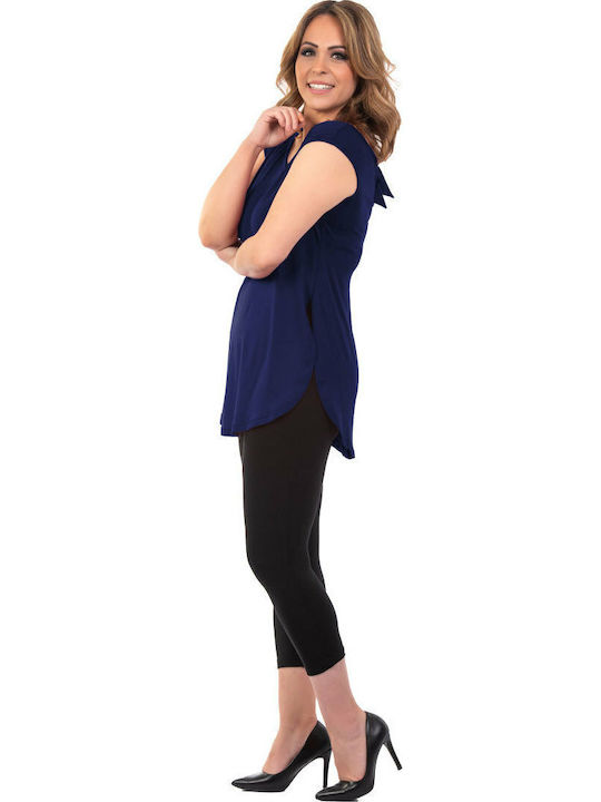 Damen Bluse Ärmellos Marineblau