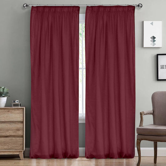 Lino Home Перде с Плик с Писалка Line 402 Бордо 145x295см