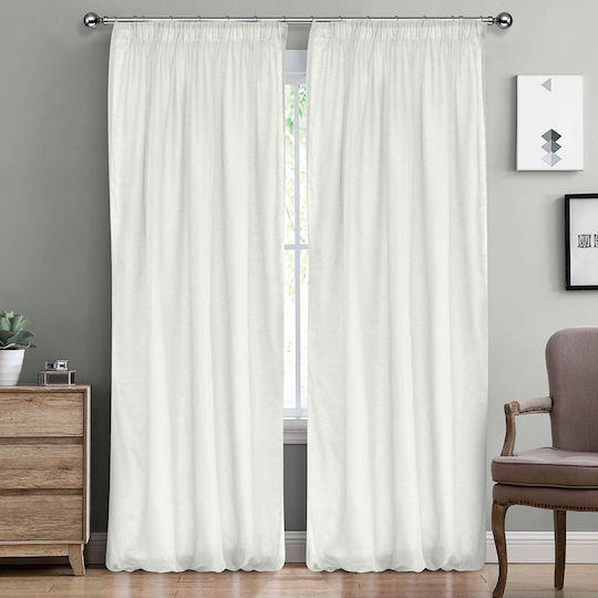 Lino Home Перде с Плик с Писалка Line 090 Бяло 145x295см