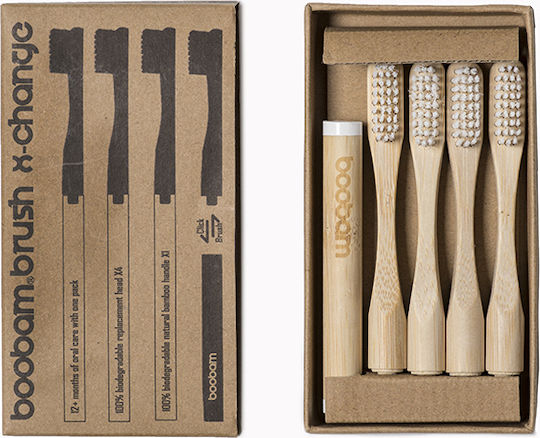 Boobam Brush X-Change Adult Οδοντόβουρτσα Medium Λευκό 4τμχ