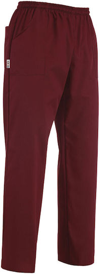 Egochef Pantaloni de Bucătar Monocrom Burgundy cu Elastic în Talie
