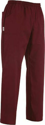 Egochef Pantaloni de Bucătar Burgundy cu Elastic în Talie