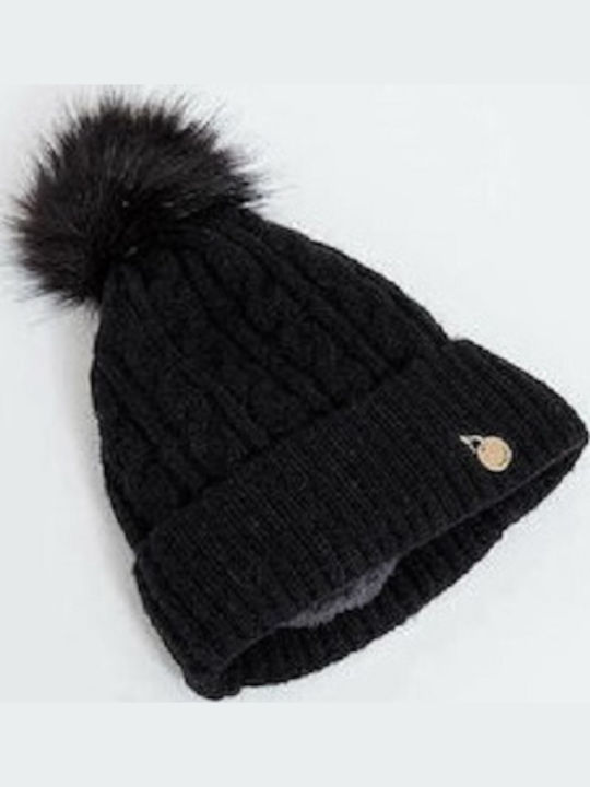 CP-04 Γυναικείος Pom Pom Beanie Σκούφος σε Μαύρο χρώμα