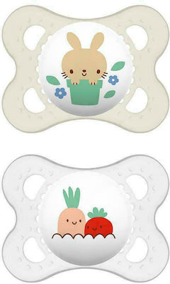 Mam Orthodontic Pacifiers Silicone Original Bunny Bunny-Carrot White-Diaphanous for 2-6 months 2pcs