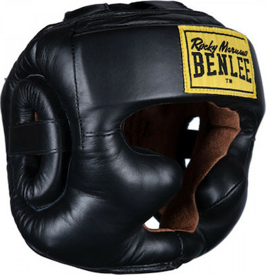 Benlee Adult Full Face Boxing Headgear Leather Black